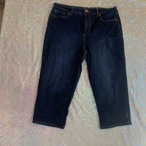 Womens Gloria Vanderbilt cropped denim jeans size 10 Dark wash capri length pant